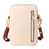 Small Crossbody Phone Bag for Women Leather Cute Cat Cellphone Purse Shoulder Bags PU Wallet (Off White)