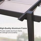 Ulax Furniture Outdoor 10'x13' Extra Large Aluminum Pergola with Sun Shade Gazebo Beige Canopy, UV Resistant Fabric