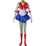 OURCOSPLAY Women's Sailor Moon Tsukino Usagi Adult Cosplay Costume 7 Pcs Set (Women XS) Blue,White