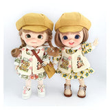 NINA NUGROHO Ob11 Ins Dress Clothes Suit Lolita Dolls Dress with Floral Pattern Outfit Skirt Hat for 1/12 Bjd Doll Styling Dress Up Dollhouse DIY Mini Accessories (Color : White)