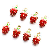 Buorsa 20 Pcs Strawberry Charm Beads Fruit Shaped Jewelry Making Pendants for Earring Necklace