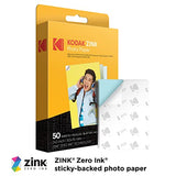 Zink Kodak Mini 2 HD Wireless Portable Mobile Instant Photo Printer, Print Social Media Photos & Kodak 2"x3" Premium Photo Paper (50 Sheets) Compatible with Kodak Smile, 50 Count (Pack of 1)