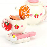 Wooden Kids Tea Party Set, Pretend Play Kitchen Toy Lemon Tea Set for Kids Age 3 Years and Up