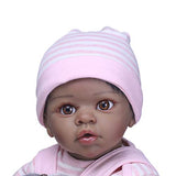 iCradle Real Life 22 inch 55cm Reborn Baby Girl Dolls Nurturing Soft Silicone Realistic Looking Newborn Dolls Black Skin Indian African Style Baby Doll Toy for Ages 3+