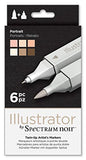 Illustrator by Spectrum Noir 6 Piece Twin Tip Artist Alcohol Marker, Portrait