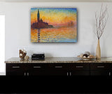 Niwo Art - Dusk in Venice, by Claude Monet - Oil Painting Reproductions - Giclee Canvas Prints Wall Art for Home Decor, Stretched and Framed Ready to Hang