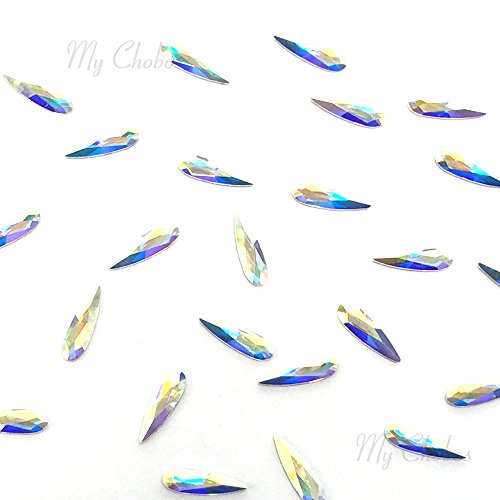 CRYSTAL AB (001 AB) Swarovski 2304 Raindrop-10x2.8mm Flatbacks No-Hotfix Rhinestones 10 pcs