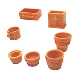 MagiDeal Mini 7 Pieces Plastic Assorted Flower Pot for 1:12 Scale Dollhouse Miniature Garden Furniture Decor Kits