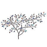 SEI Furniture Brenchan Tree Wall Sculpture with Black Metal Frame & Multicolor Glass Leaves