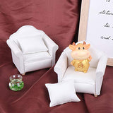 Xgood 2 Pieces Dollhouse White Sofas Dollhouse Furniture Miniature Sofa Miniature Arm Chair, Miniature Dollhouse Furniture for Dollhouse Decoration Photography Prop Interior Model