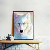 5D Full Drill Diamond Painting Kit, DIY Diamond Rhinestone Painting Kits for Adults and Children Embroidery Arts Craft Home Decor 12 by 16 inch (White Wolf)