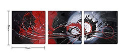 Large Hand-Made Abstract Wall Art for Living Room Bedroom Decoration, Modern Red and Black Knife Palette Oil Painting on Canvas for Home décor, Framed Ready to Hang 16x16 Inch 3 Pieces Set…