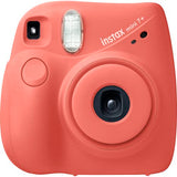 Fujifilm Instax Mini 7+ Instant Camera (Coral) Accessory Kit with Instax Mini Film, Swift Strap & Microfibre Cloth