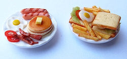 Mixed Set 2 Dollhouse Miniature Pancake and Sandwich, Dollhouse Collectibles