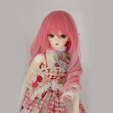 9-10 Inch BJD SD Doll Wig 1/3 bjd Doll Wig Heat Resistant Fiber Long Wavy Curls Pink White Doll Hair SD BJD Doll Wig