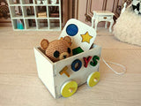 Toy Box on Wheels, Miniature Dollhouse Storage Chest Wooden Handmade Furniture