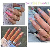 Colorful Flower Nail Art Stickers Decals 3D Self-Adhesive Flower Nail Decals Ice Crystal Flower Daisy Bow Tie Heart Nail Designs Nail Art Supplies Manicure Tips Charms for Women 30Sheets