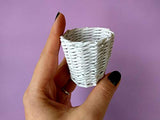 Miniature Wicker Basket, Dollhouse Toy. Handmade Tiny Trash Storage for Doll