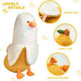 PEACH CAT Banana Duck Plush Toy Cute Plushie Hugging Plush Pillow Duck Stuffed Animal for Girls and Boys White 12"
