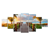 Startonight Huge Canvas Wall Art Summer Bridge Beach I - Large Framed Set of 7 40" x 95"