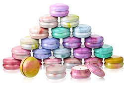 24 Piece Multi Color Macaron Candy Tinplate Jars Candle Tins 12 Colors Round Containers 2.2 oz Storage Holders Candle Making Kits for Party Favors Home Use Girls DIY Decorations