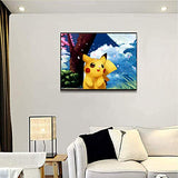 Diamond Painting Art Paint by Number Kits Cross Stitch Crystal Rhinestone 5D DIY Full Diamond Painting for Kids Gift Home Decoration（Pokemon/11.8x15.7inch）