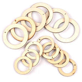 60pcs Unfinished Flat Round Wood Pendants 42mm Wooden Linking Rings Charms 2mm Hole for DIY Jewelry Crafts Making, AntiqueWhite