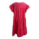 Ulanda-Dresses for Women, Women's Casual Dresses Summer Flowers Bell Sleeve Ruffle Hem Loose Swing Tunic Midi Dress