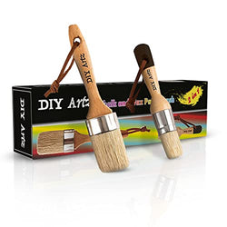 DIYARTZ 2 Piece Paint Brush Set, Perfect Chalk and Wax Paint Brush, Natural Bristles, Thick and Durable, Smooth Coverage for Furniture, Milk Paint & Stencil