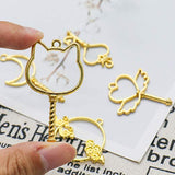 IDS 10 Pack Gold Key Open Bezel Pendant Zinc Alloy UV Resin Frame Blank Frame Charms Crafts DIY