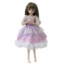 Doll Dress for 1/3 Doll Hand Made Purple Gauze Dress