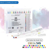Watercolor Real Brush Pens, Brush Markers, Set of 25 Colorful Pens Flexible Brush Tips, for Artists and Beginner Painters Markers for Kids Coloring Calligraphy Journaling Painting Manga Drawing