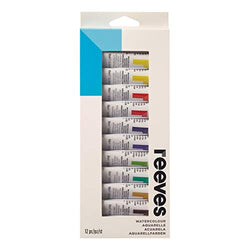 Reeves Watercolor Paint 10ml Tubes, Set of 12, Water Colour