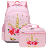 Backpack for Girls Unicorn Kids School Backpack Kindergarten Bookbag with Lunch Box