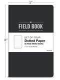 Field Notebook - 5"x8" - Black - Dot Graph Memo Book - Pack of 4