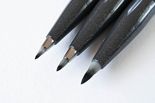 Pentel Fude Touch Sign Pen, 3 Types Assorted (Medium,Fine,Extra Fine ) Black , Original 5 Colors