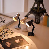 Pack of 2 Tiny Multi-purpose Miniature Architect Desk Lamp Book Reading Study or Home Office Computer Table Light Dollhouse Accessory Furniture | Cute and Functional Gift for Kids and Adults | White