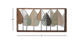 Deco 79 Metal Leaf Varying Texture Wall Decor with Wood Frame, 47" x 3" x 22", Brown