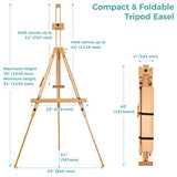 VISWIN Adjustable Height Tripod Painting Easel 51" to 76", Beech Wood Portable Display Easel for indoor & Field, Foldable Design with Tray, for Art Students, Landscape Artists, Hold Canvases Up To 44"