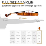 Violin 4/4 Full Size,Kmise Solid Wood Fiddle Set for Adults Beginners Students,with Violin Bow,Hard Case with Hygrometer,Shoulder Rest,Rosin,Extra Strings