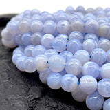African Blue Lace Agate Beads (Grade AAA- Rare Sky Blue Color) Natural Crystal Chakra Energy Healing Stone Ideal for Necklace Bracelet DIY Jewelry Making Smooth Round 8mm