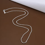 Cutesmile Fashion Jewelry 925 Sterling Silver 2mm Beads Chain Necklace for Men Women (24 inch)