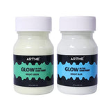 ARTME Glow in The Dark Paint, Glow Paint Set of Green and Blue Colors (60ml/2oz, each), Acrylic Glow in The Dark Paint Perfect for Art Painting, DIY projects, Halloween Decorations, Rich Pigments for Adults, Artists, and Students