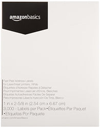 AmazonBasics Fast Peel Address Labels for Laser/Inkjet Printers, White, 1" x 2-5/8", 3,000 Labels