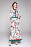 LAI MENG FIVE CATS Women's Floral Print Maxi Dress Flowy Casual Button Up Long Dress