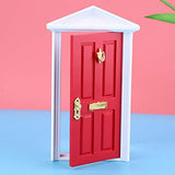 YOUTHINK 1: 12 Dollhouse Door, Miniatures Wooden Dollhouse Furniture Dollhouse Mini Door Children Role Play Toy (red)