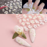 8 Sheets 5D Flower Nail Embossed Sticker Elegant Floral Branch Wedding Manicure Tulip Lace Flower Design Adhesive Slider Engraved Nail Art Decor for Women with Luxury Nail Art Accessories