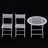 #N/A 1:12 Dolls House Miniature Furniture White Metal Round Table with 2 Chairs Set