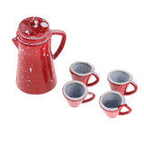 1/12 Scale Chinese Porcelain Coffee Tea Set Dollhouse Miniature Tableware Cookware Furniture Decoration Red