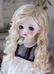 JD285 Long Blond Princess Wave Synthetic Mohair Doll Wigs YOSD MSD SD BJD Doll Accessories (8-9inch)